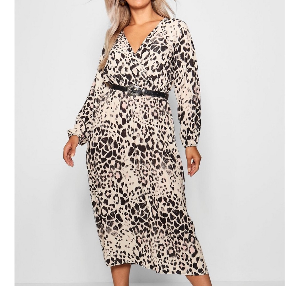 NWT BOOHOO LEOPARD MIDI DRESS 16
